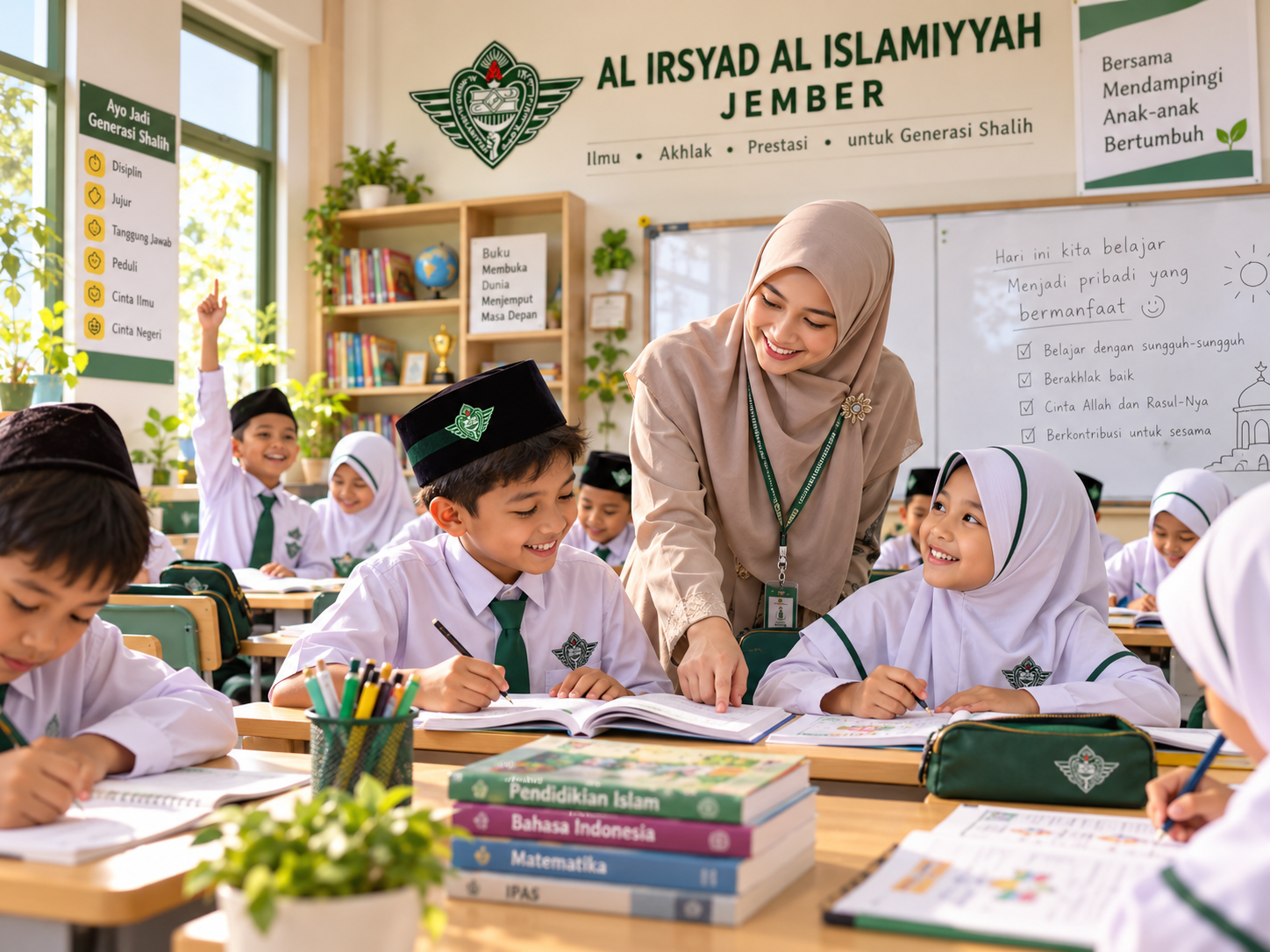 Pendidik mendampingi kegiatan belajar hangat bersama siswa AIJE